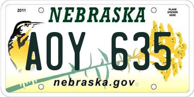 NE license plate AOY635