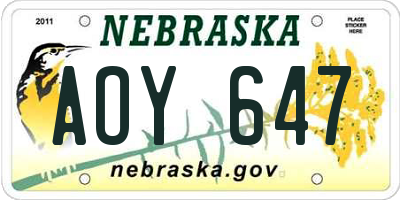 NE license plate AOY647