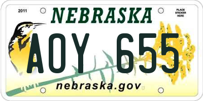 NE license plate AOY655