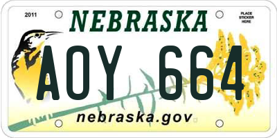 NE license plate AOY664