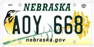 NE license plate AOY668