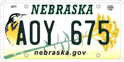 NE license plate AOY675