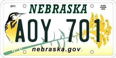 NE license plate AOY701