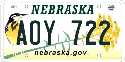 NE license plate AOY722