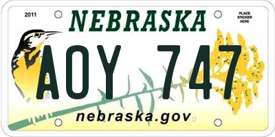 NE license plate AOY747
