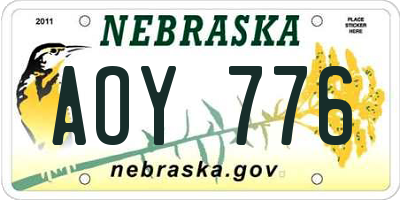 NE license plate AOY776