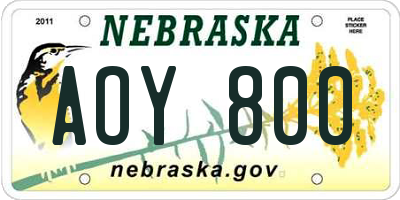 NE license plate AOY800