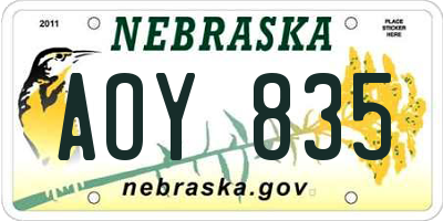 NE license plate AOY835