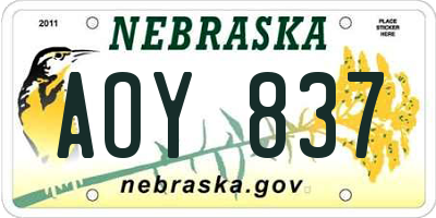 NE license plate AOY837
