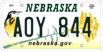 NE license plate AOY844