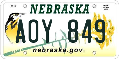 NE license plate AOY849