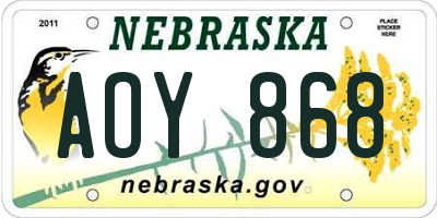NE license plate AOY868