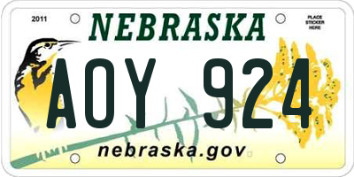 NE license plate AOY924
