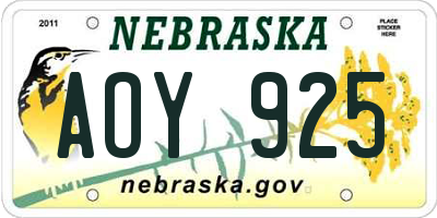 NE license plate AOY925