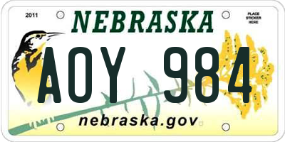 NE license plate AOY984