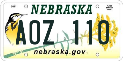 NE license plate AOZ110