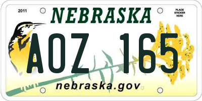 NE license plate AOZ165