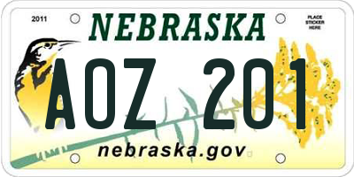 NE license plate AOZ201
