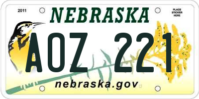 NE license plate AOZ221