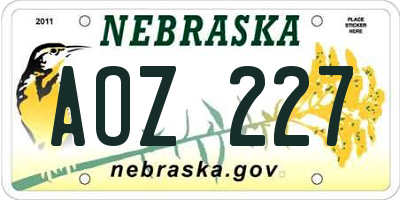 NE license plate AOZ227