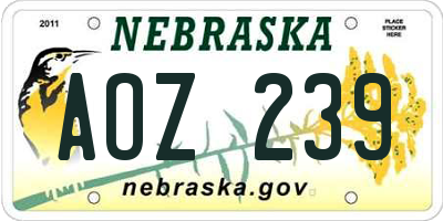 NE license plate AOZ239