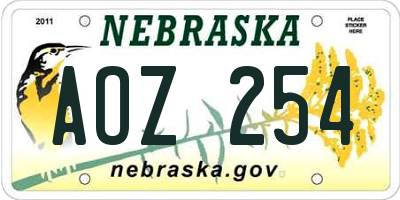 NE license plate AOZ254