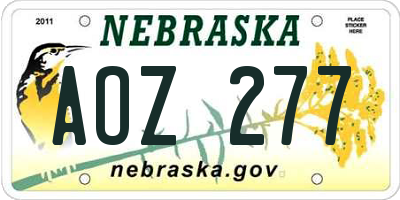 NE license plate AOZ277