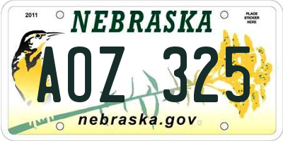 NE license plate AOZ325