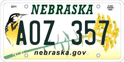 NE license plate AOZ357