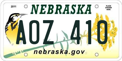 NE license plate AOZ410