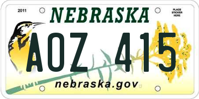 NE license plate AOZ415