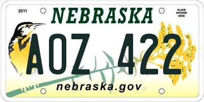 NE license plate AOZ422