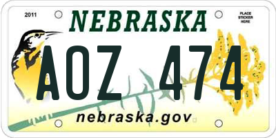 NE license plate AOZ474