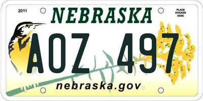 NE license plate AOZ497