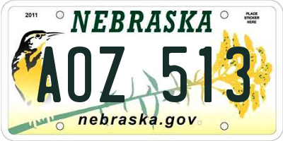 NE license plate AOZ513
