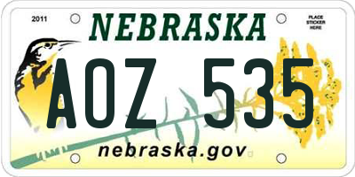 NE license plate AOZ535