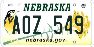 NE license plate AOZ549