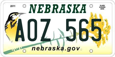 NE license plate AOZ565