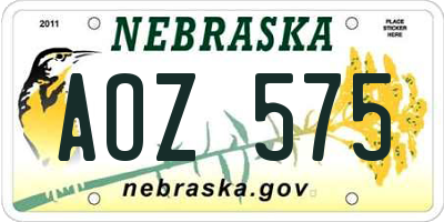 NE license plate AOZ575