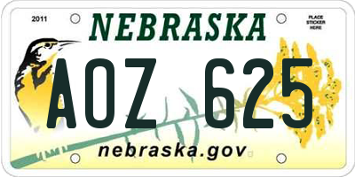NE license plate AOZ625