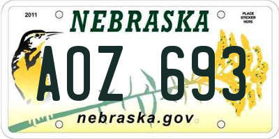 NE license plate AOZ693