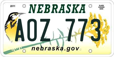 NE license plate AOZ773