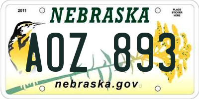 NE license plate AOZ893