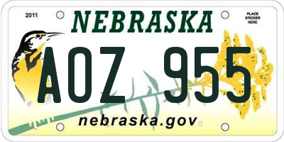 NE license plate AOZ955