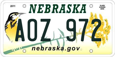 NE license plate AOZ972