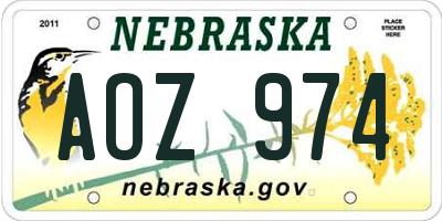 NE license plate AOZ974