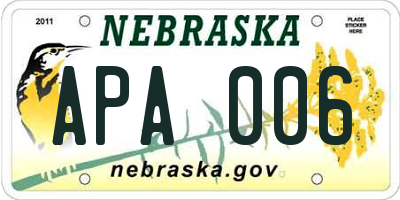 NE license plate APA006