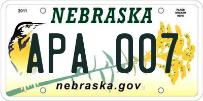 NE license plate APA007