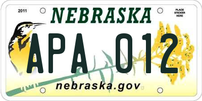 NE license plate APA012