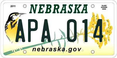 NE license plate APA014